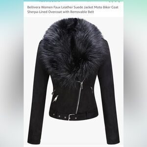 Bellivera suede faux fur Moto jacket size xl new with tags